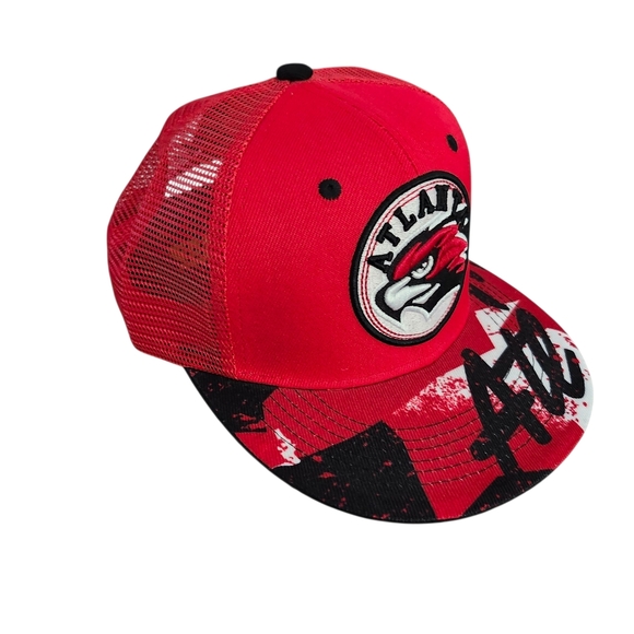 Atlanta Red Snapback Hat Mesh Trucker Cap Men's Streetwear - Picture 3 of 6